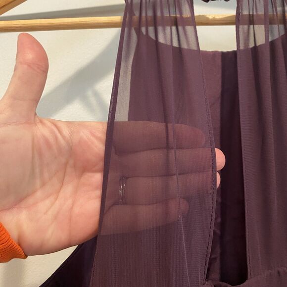 Azazie C Sarah Sangria Purple A-Line Halter Neck Chiffon Dress Bridesmaid Gown - Picture 13 of 16